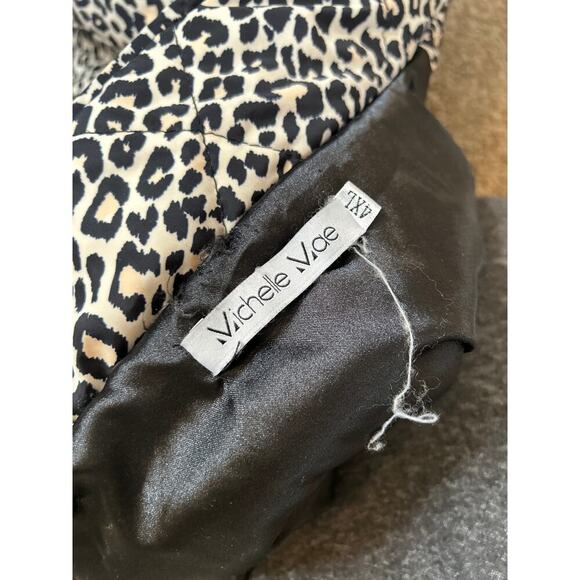 Michelle Mae Cheetah/Leopard Charlie Quilt Puffer Vest Full Zip Pockets SZ 4XL - Picture 4 of 8